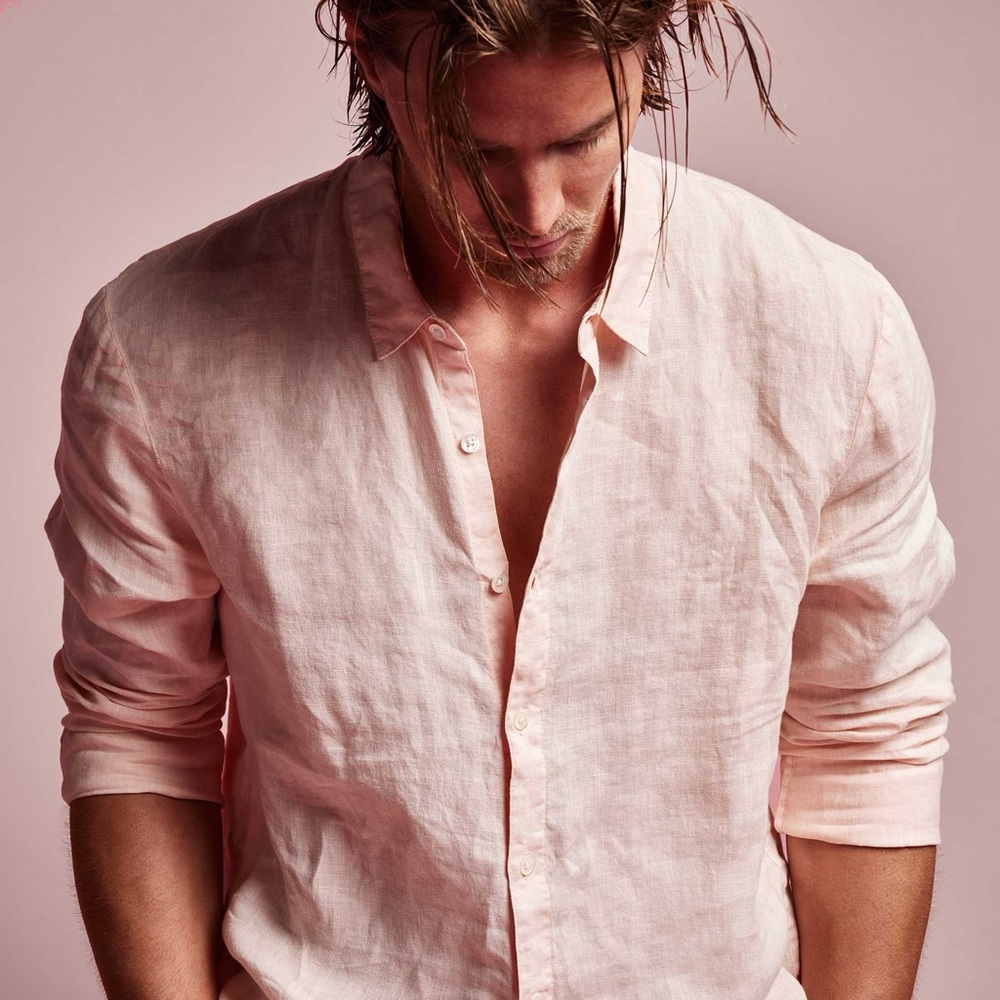 James Perse Men's Pink Linen Shirt - size 1